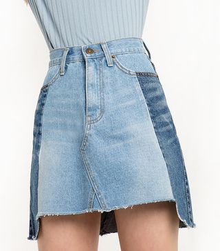 Pixie Market + Two Tone Denim Mini Skirt