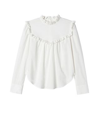 Rebecca Taylor + La Vie Long Sleeve Poplin Ruffle Top