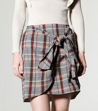 Storets + Dula Check Wrap Skirt