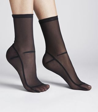 Darner + Solid Black Mesh Socks