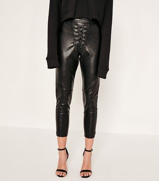 Missguided + Faux Leather Lace Up Trousers