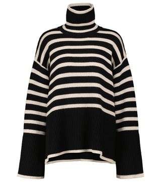 Totême + Striped Turtleneck Wool-Blend Sweater