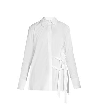 Helmut Lang + Tie-Front Cotton-Poplin Shirt
