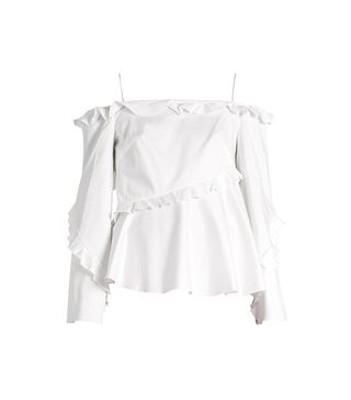 Anna October + Cold-Shoulder Long-Sleeved Ruffle Top