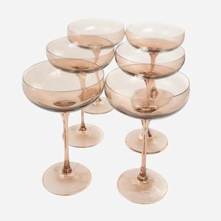 Estelle + Colored Glass Champagne Coupes