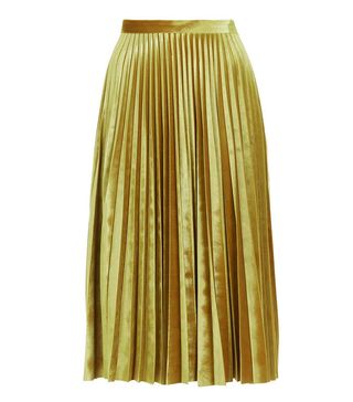 Topshop + Velvet Pleat Midi Skirt