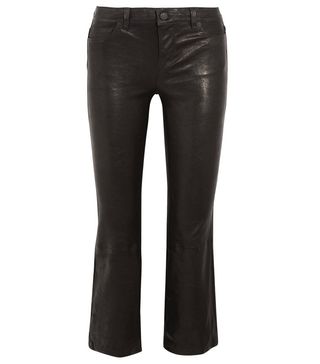 J Brand + Selena Cropped Stretch-Leather Flared Pants
