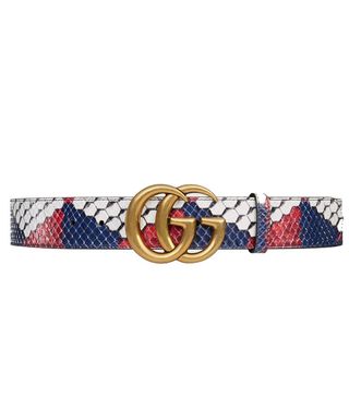 Gucci + Python Belt With Double G Buckle