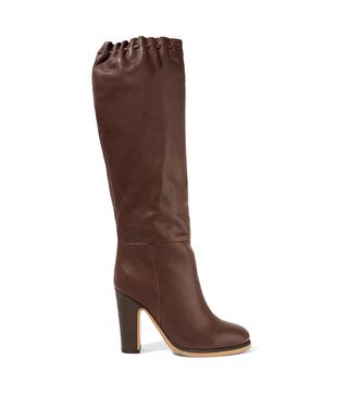 See by Chloé + Scalloped Textured-Leather Knee Boots