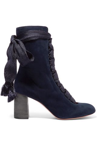 Chloé + Lace-Up Suede Ankle Boots