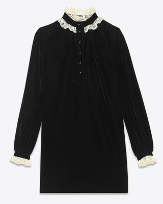 Saint Laurent + Lace Collar Mini Drses