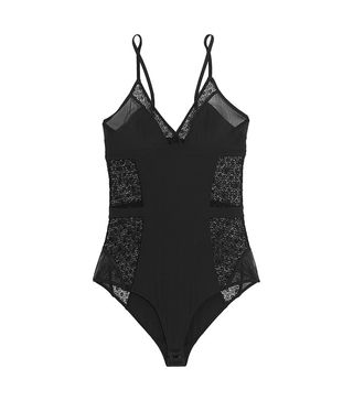 Elle Macpherson Body + Edge Tulle and Lace-Trimmed Stretch-Jersey Bodysuit