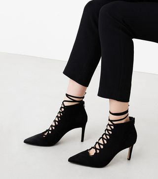 Mango + Heel Lace-Up Ankle Boots