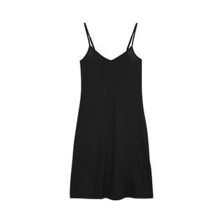Hanro + Ultralight Black Cotton Slip Dress