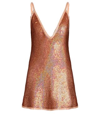 Ashish + Sequin-Embellished Plunging Silk Mini Dress