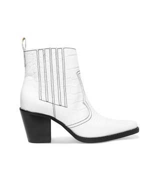 Ganni + Callie Textured-Leather Ankle Boots