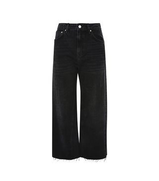 Topshop + Washed Black Wide Leg Jeans