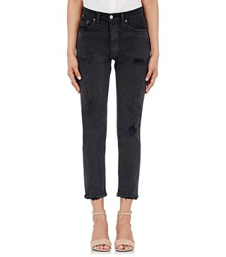 Re/Done + Black High Rise Ankle Crop Jeans
