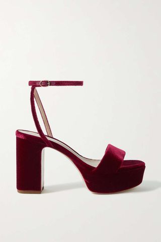 Porte & Paire + Velvet Platform Sandals