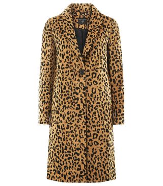 Dorothy Perkins + Multi Colour Leopard Print Single Breasted Coat
