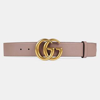 Gucci + Leather Belt With Double G Buckle in Pink