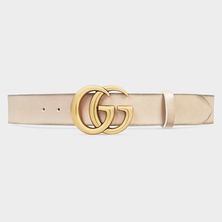 Gucci + Leather Belt With Double G Buckle in Oatmeal