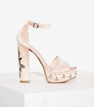 Nasty Gal + Aliana Embroidered Velvet Heel