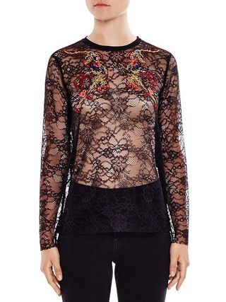 Sandro + Reiko Embroidered Lace Top