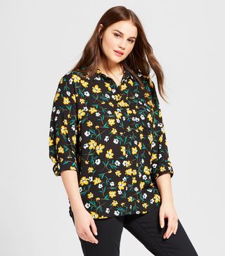 Who What Wear + Long Sleeve Silky Button-Up Blouse