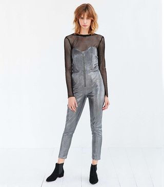 Capulet + Monaco Metallic Zip-Front Strapless Jumpsuit