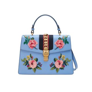 Gucci + Sylvie Embroidered Leather Top Handle Bag