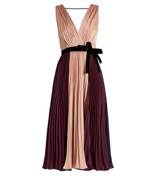Roksanda + Kora Tri-Colour Pleated Satin Dress