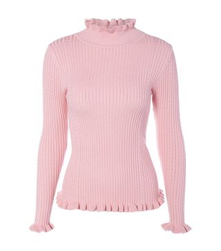 Rose Gal + Mock Neck Long Sleeve Tight Pullover Sweater