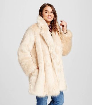 Who What Wear + Plus Size Fur Jacket