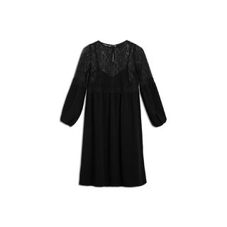 Who What Wear + Lace Mix Long Sleeve Midi Dress