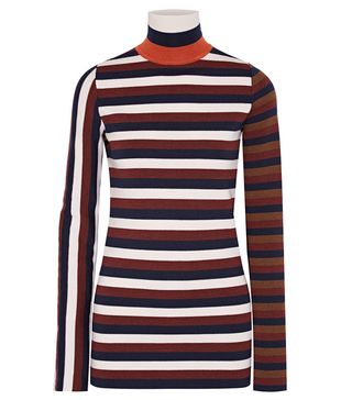 Victoria Beckham + Striped Stretch Wool-Blend Turtleneck