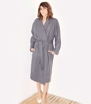 Datura + Charcoal Cashmere Wool Kimono-Robe Coat