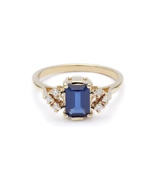 Anna Sheffield + Bea Arrow Ring (Petit) - Blue Sapphire & White Diamonds