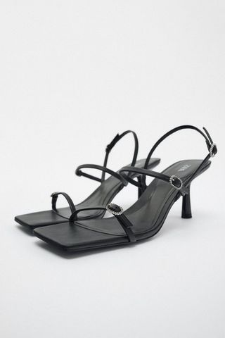 Zara + Rhinestone Buckle Heel Sandals