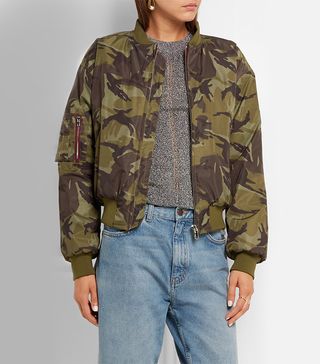 Ganni + Camouflage Shell Bomber Jacket