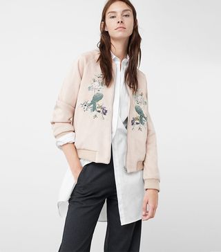 Mango + Embroidered Bomber Jacket