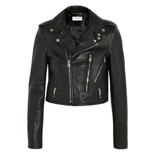Saint Laurent + Cropped Leather Biker Jacket