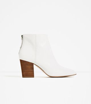 Zara + High Heel Leather Ankle Boots