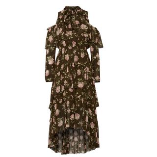Ulla Johnson + Marion Cold-Shoulder Floral-Print Crinkled Silk-Chiffon Dress