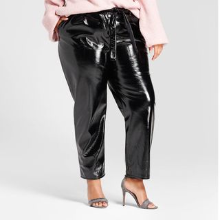 Who What Wear + Tapered Leg Patent Paperbag Trousers