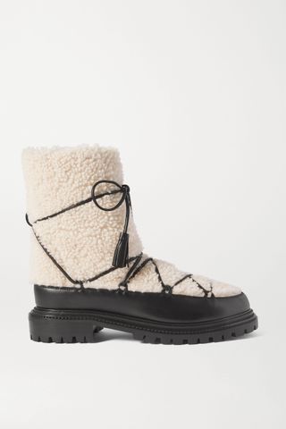 Aquazzura + Very Aspen Shearling and Leather Ankle Boots
