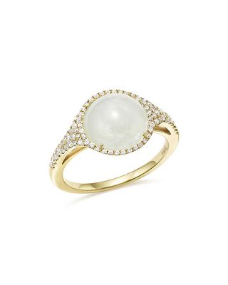 Meira T + 14K Yellow Gold Rainbow Moonstone and Diamond Ring