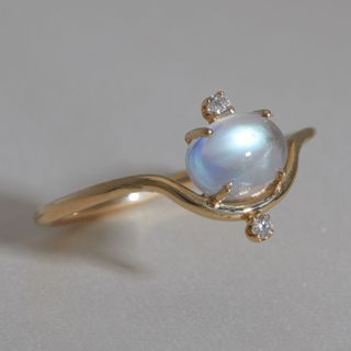 Wwake + Nestled Moonstone and Diamond Ring