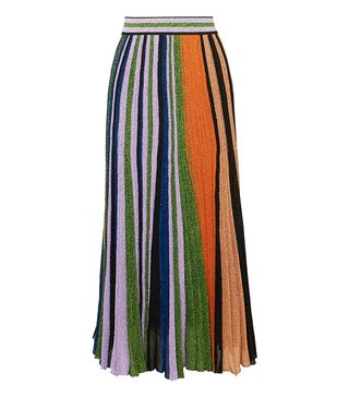 Missoni + Pleated Metallic Stretch-Knit Maxi Skirt