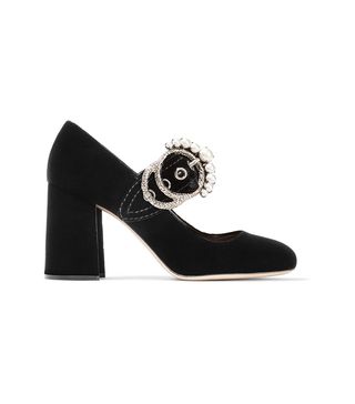 Miu Miu + Embellished Velvet Pumps